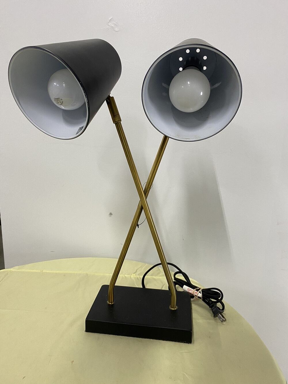 Vintage Style Table Lamp Black & Gold Dual Light Adjustable Shades
